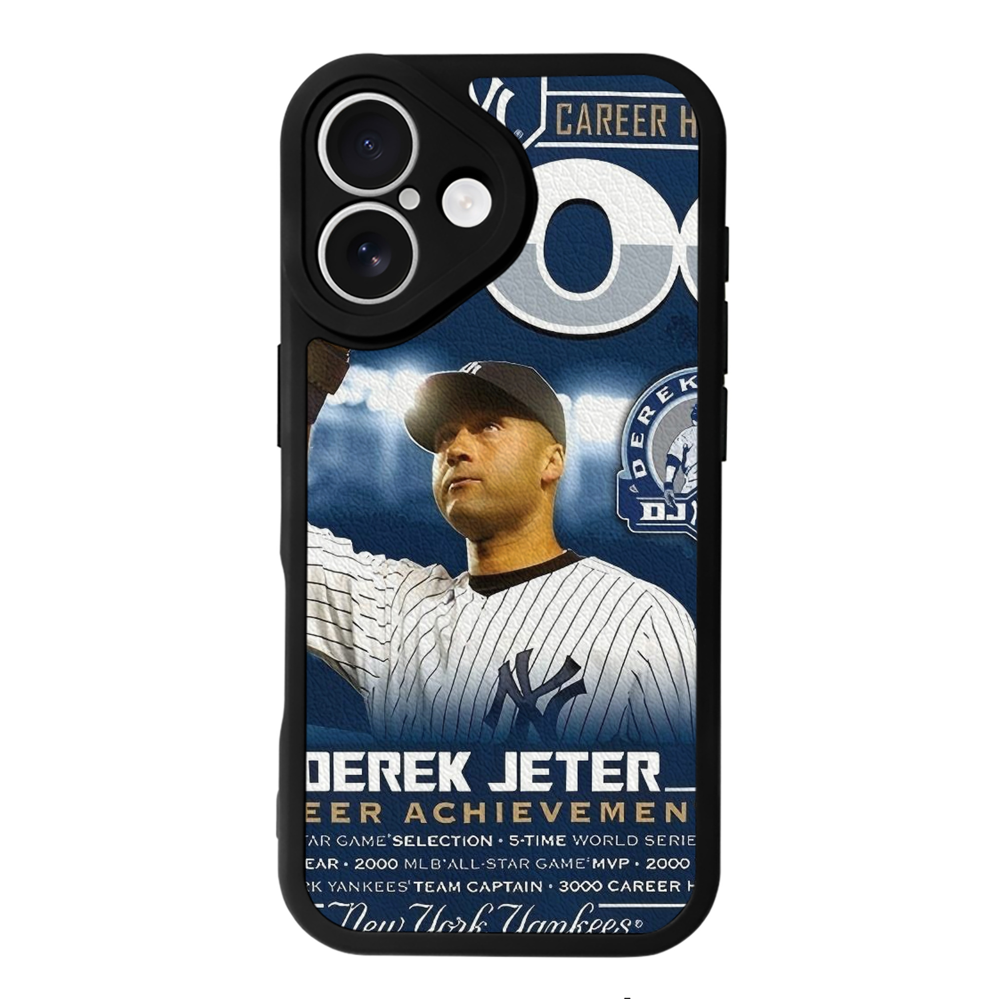 Derek Jeter 24 IPhone 16 Silicone Leather Case – UV Print, Lambskin Texture – Perfect Fit, Wireless Charging Compatible, Scratch Resistant, Precise Cutouts – Stylish Protection For IPhone 16